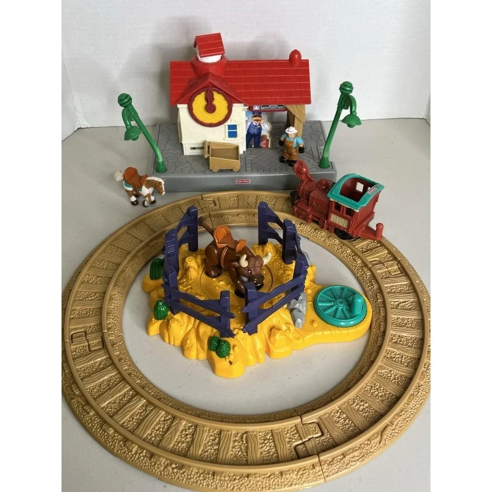 Geo Trax Rope N Ride Ranch Fisher Price Mattel‎ 2006  Bucking Bull Cowboy